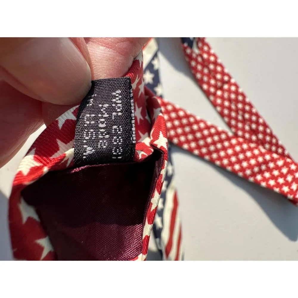 American Eagle Outfitters Mens Silk Tie Patriotic Stars Stripes Red White‎ Blue